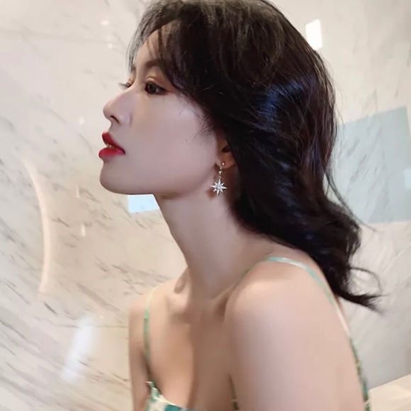 Silver Moon & Star Rhinestone Mismatched Earrings - Picture 3 of 4